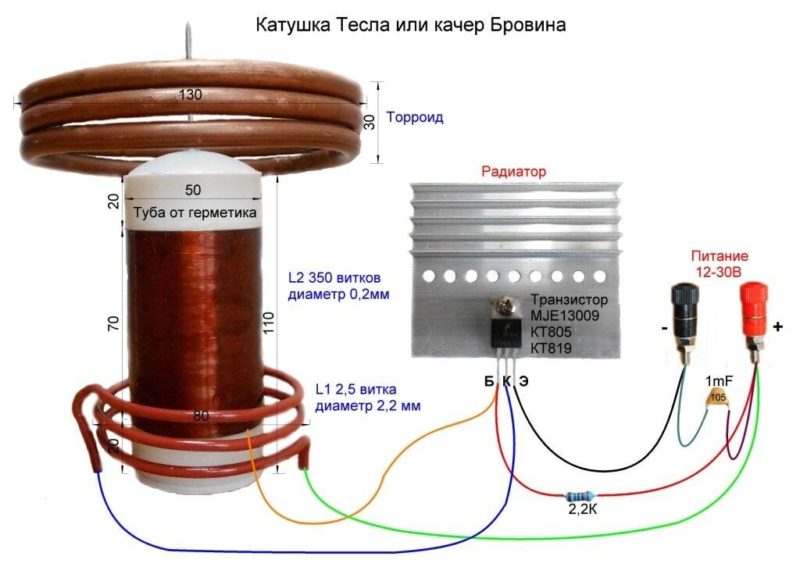 Катушка Тесла схема, как сделать своими руками, где используют Катушка Тесла схема, как сделать своими руками, где используют